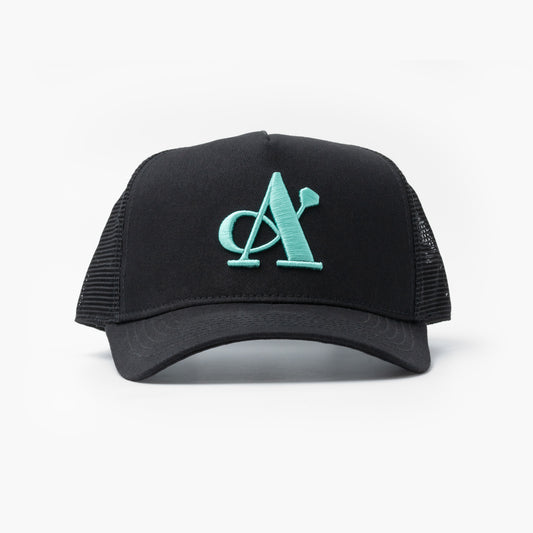 A Jewellers Azure Signature Trucker Cap Black/Turquoise