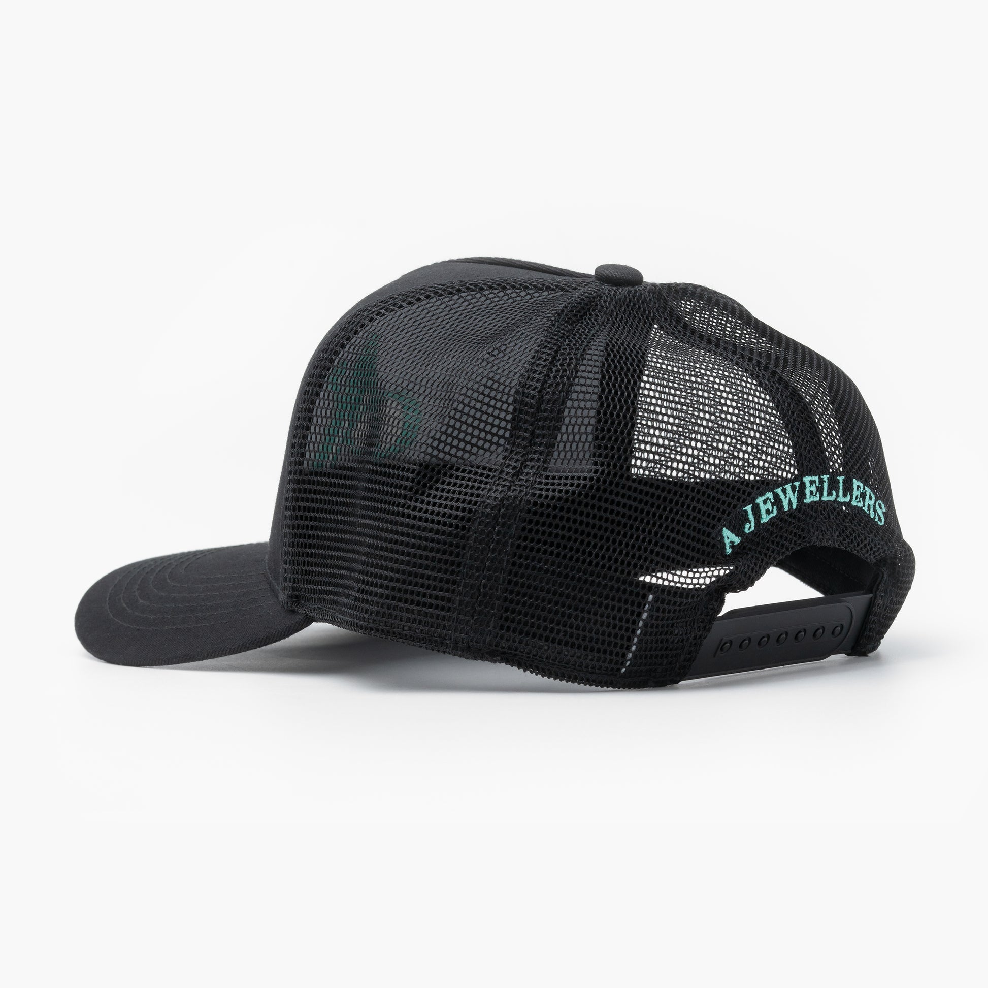 A Jewellers Azure Signature Trucker Cap Black/Turquoise