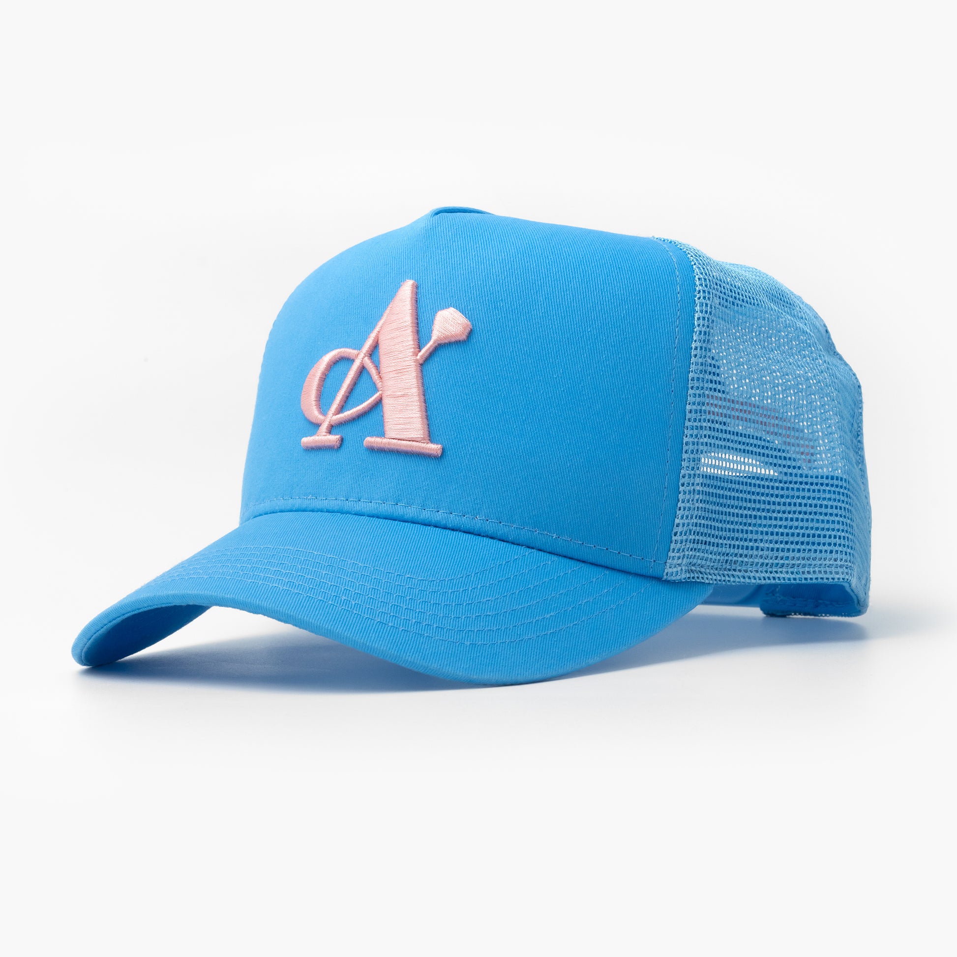 A Jewellers Indigo Signature Trucker Cap Bright Blue/Baby Pink
