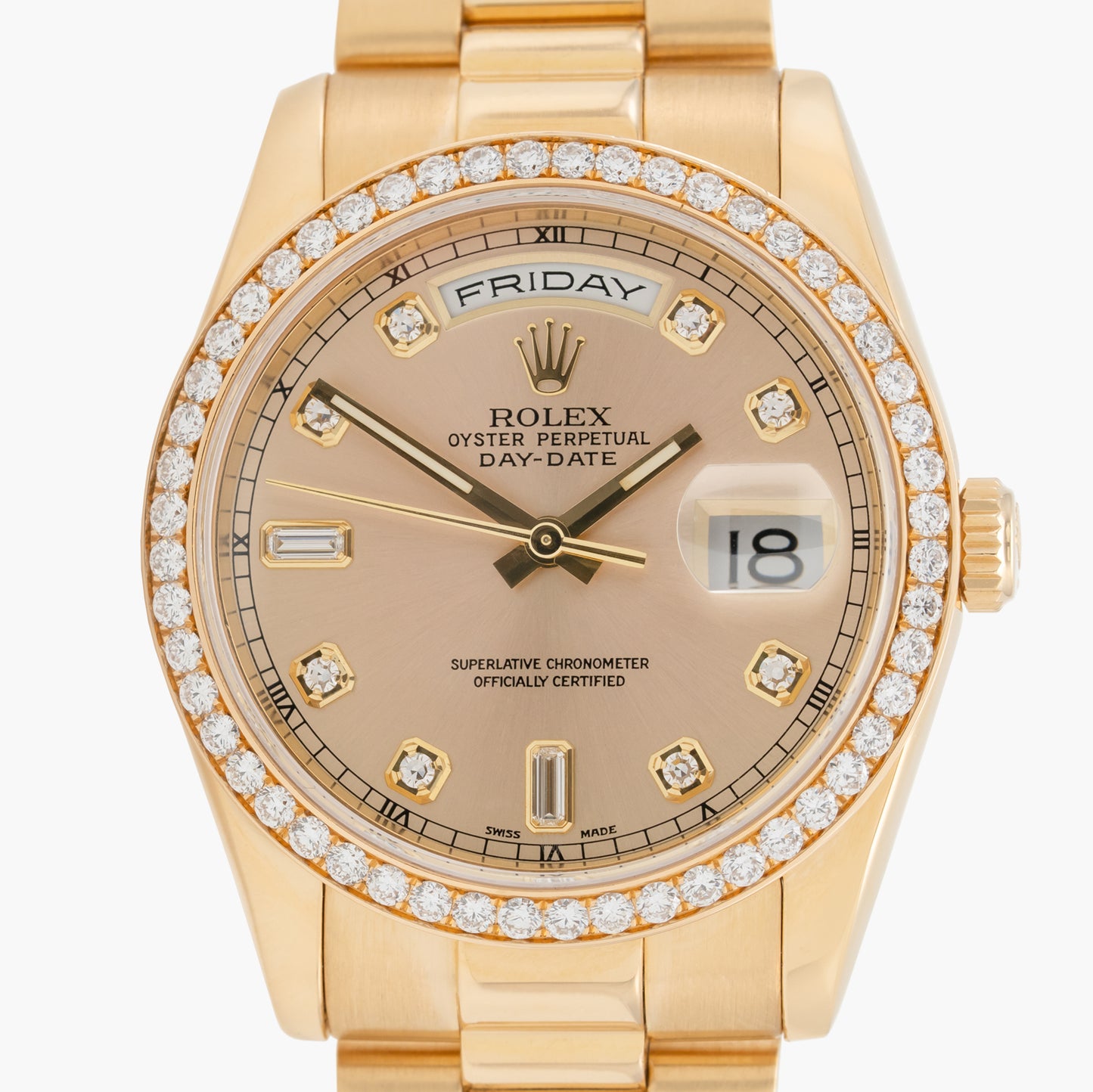 Rolex Day-Date 118238 36mm 2001 Champagne Diamond Dial