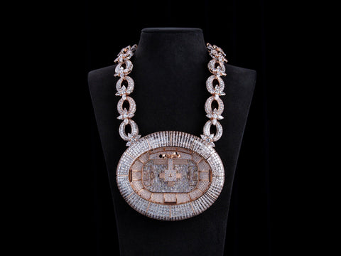 One-of-one London Stadium pendant by A Jewellers in rose gold set with 600 carats of VVS diamonds