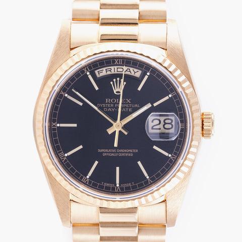 Rolex Day-Date 18238 36mm Approx. 1990 Black Dial