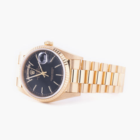 Rolex Day-Date 18238 36mm Approx. 1990 Black Dial