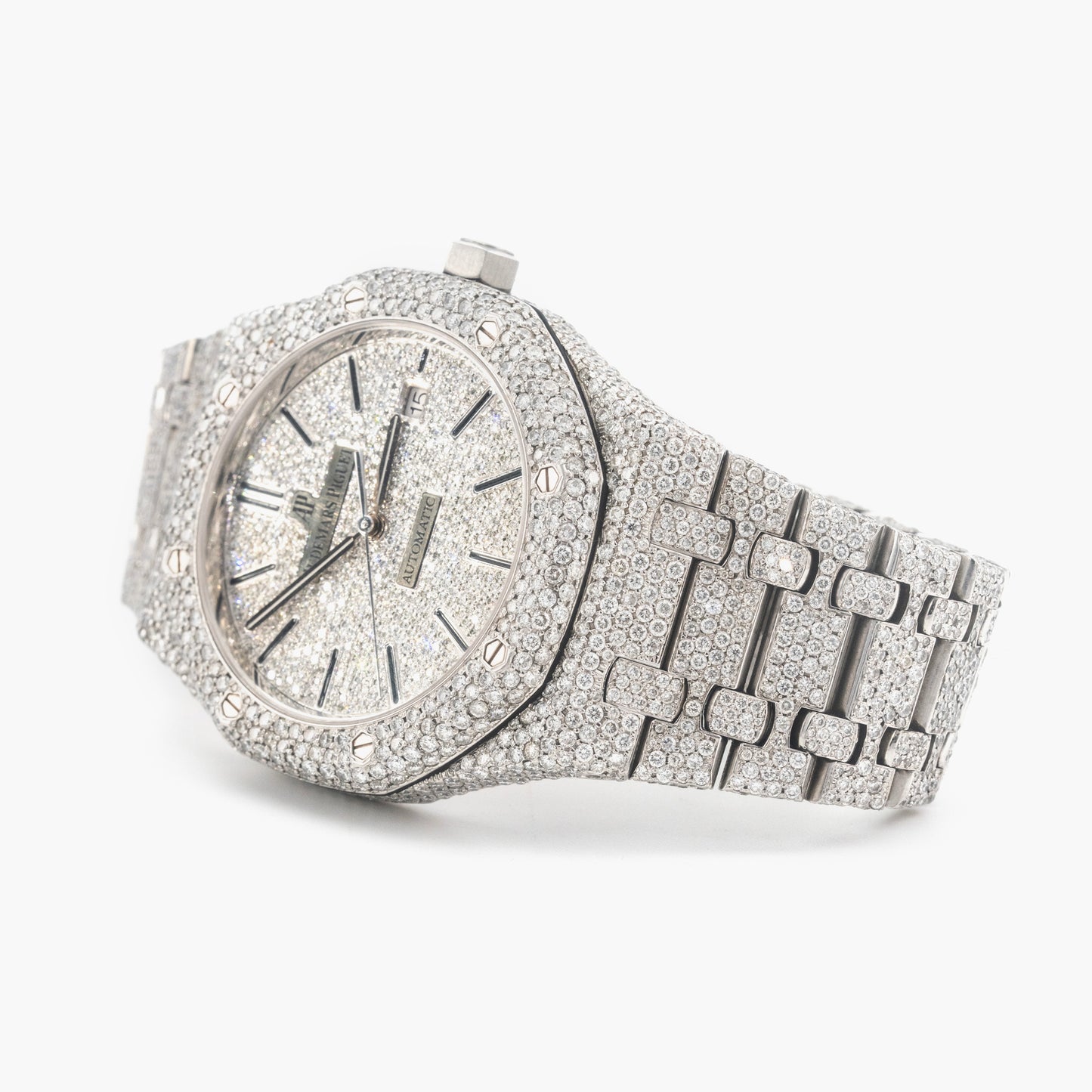 Audemars Piguet Royal Oak 15400ST 41mm Approx. 2012 Custom Pave Diamond Dial