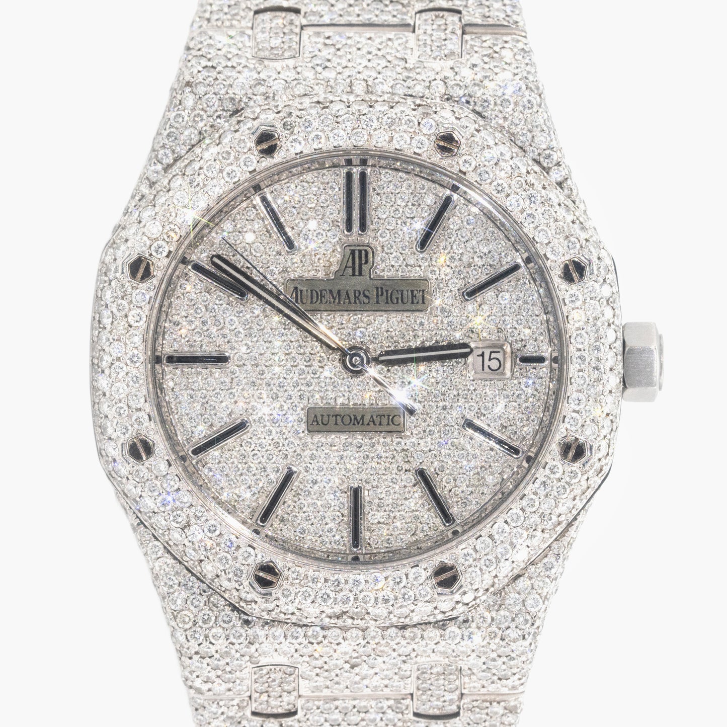 Audemars Piguet Royal Oak 15400ST 41mm Approx. 2012 Custom Pave Diamond Dial