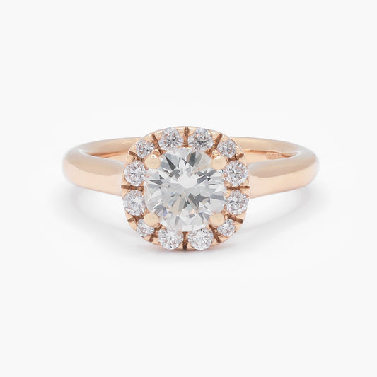 18ct Yellow Gold 1.00ct Brilliant Cut Diamond Halo Engagement Ring