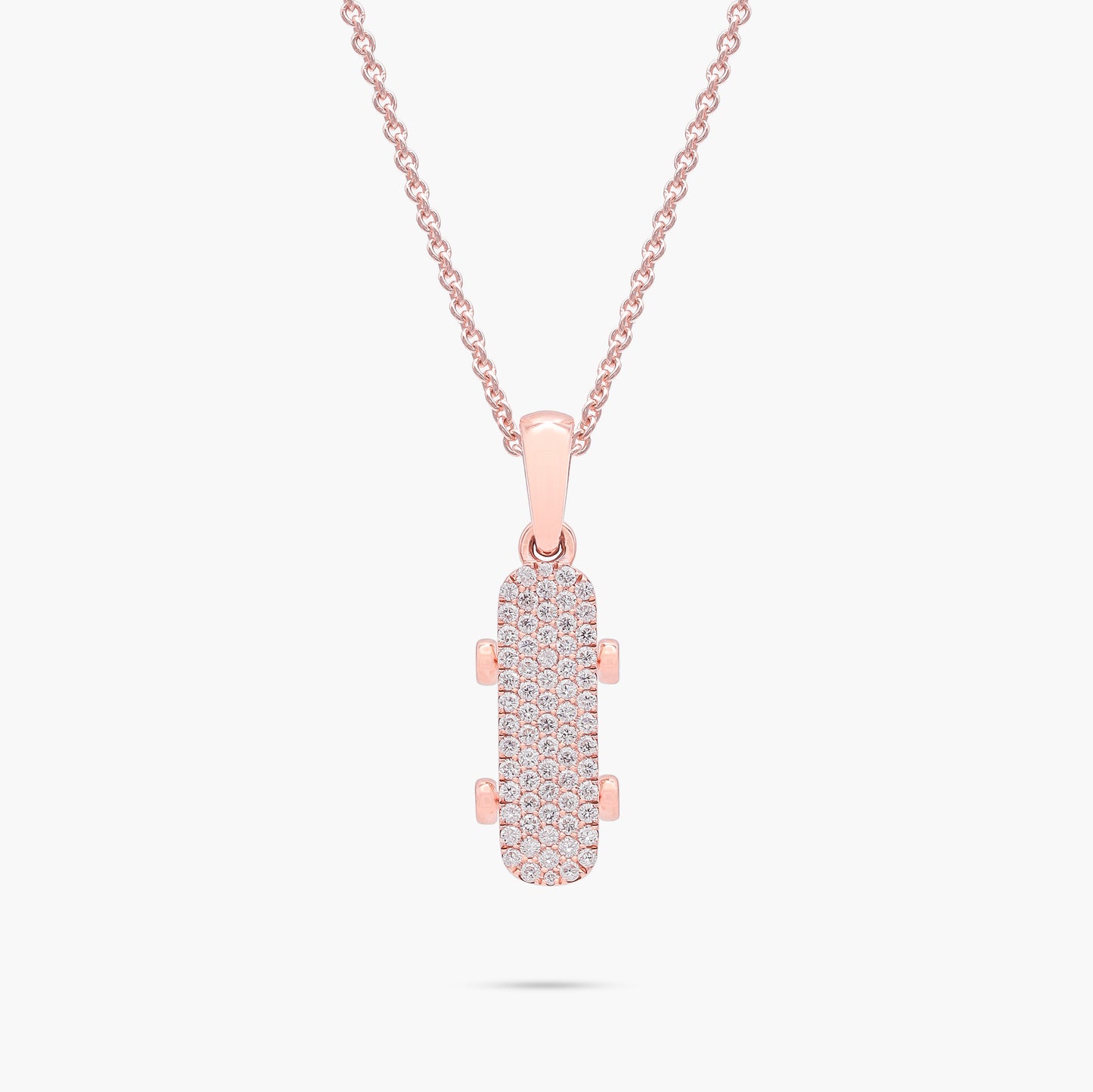 9ct Rose Gold Diamond Skateboard Pendant