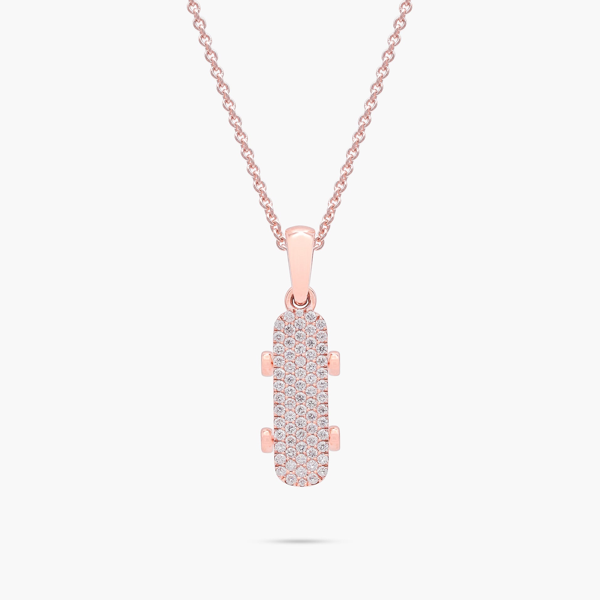 9ct Rose Gold Diamond Skateboard Pendant