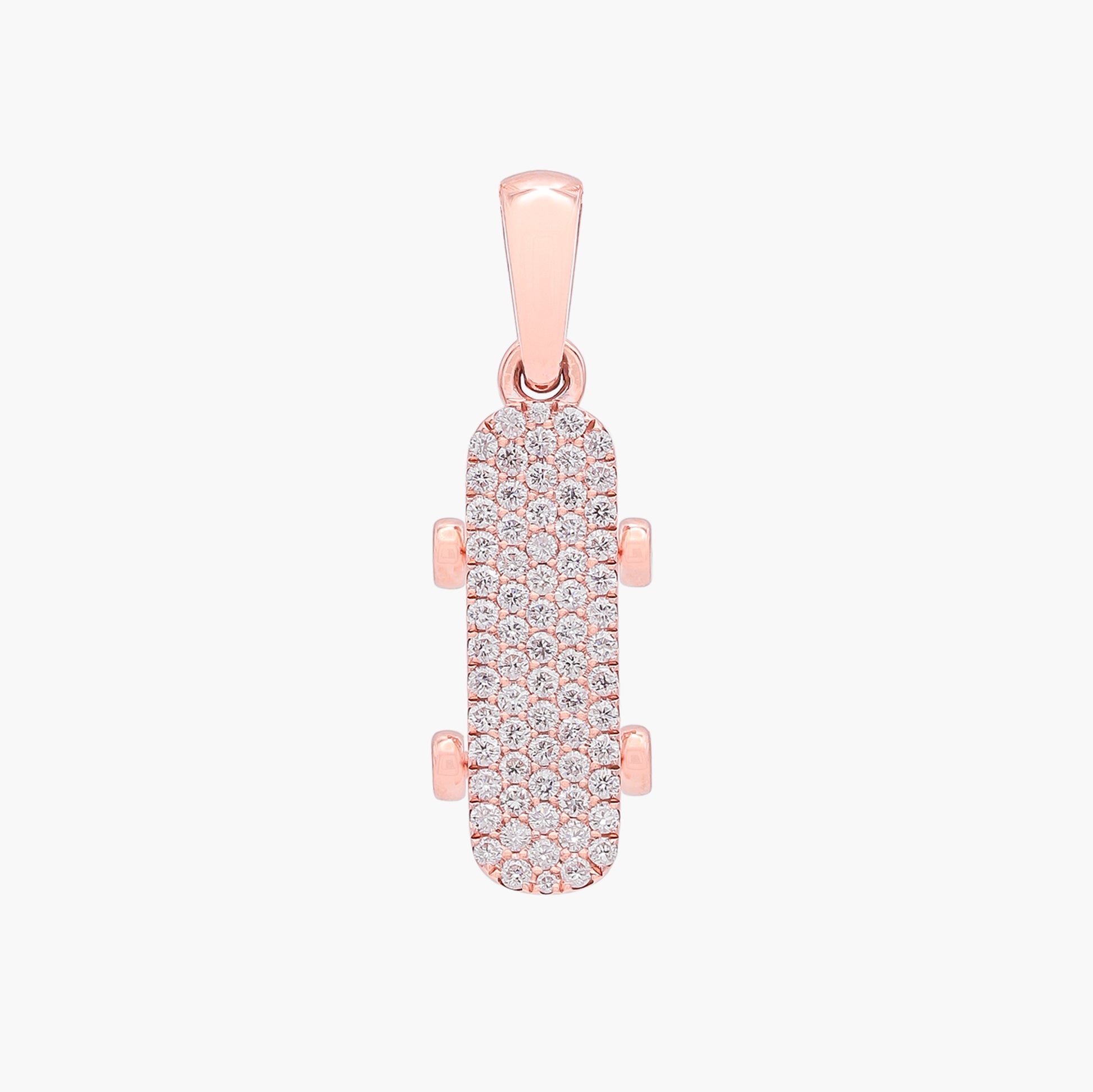 9ct Rose Gold Diamond Skateboard Pendant