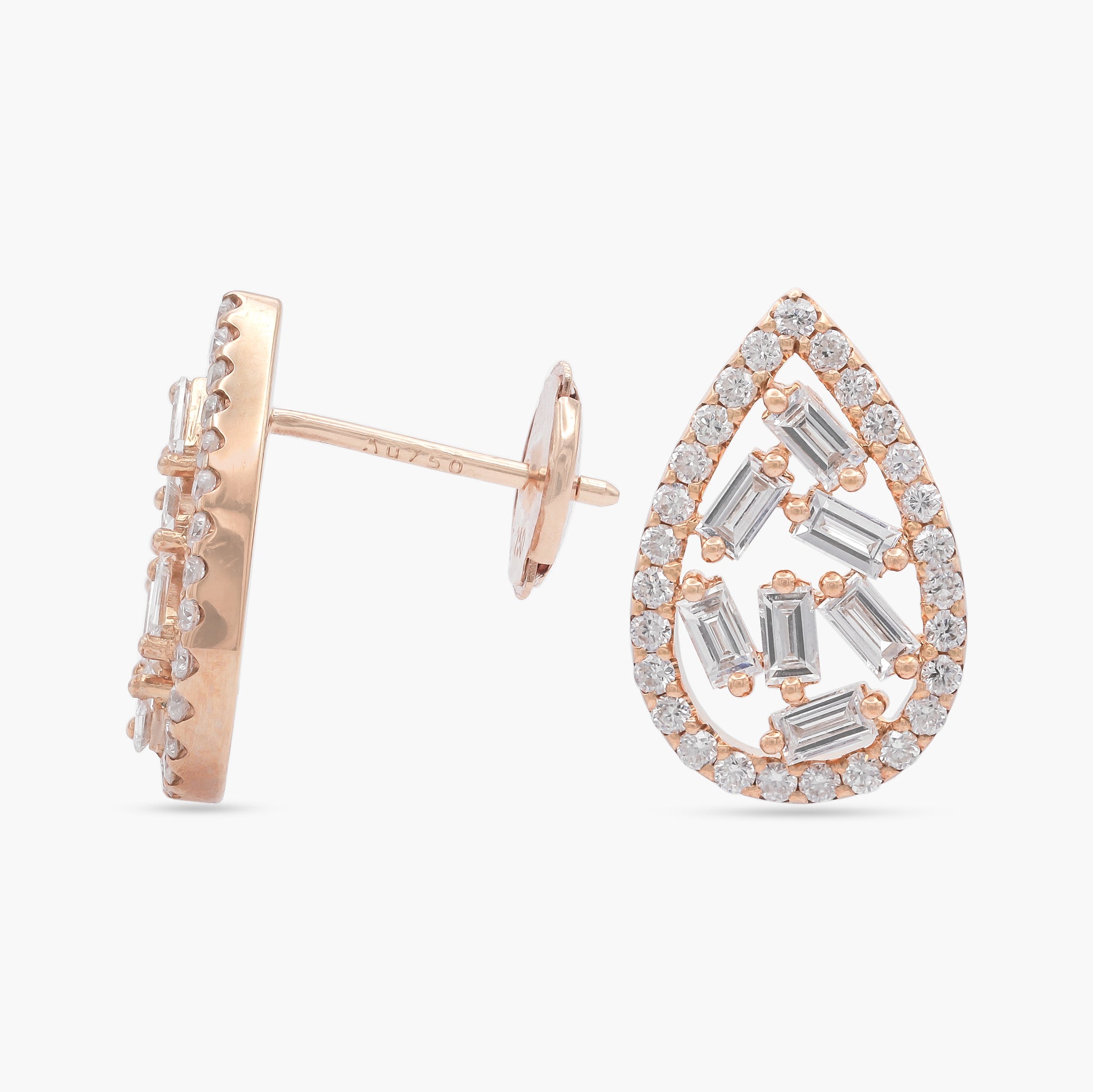 9ct Rose Gold Pear Shaped 1.22ct Diamond Stud Earrings