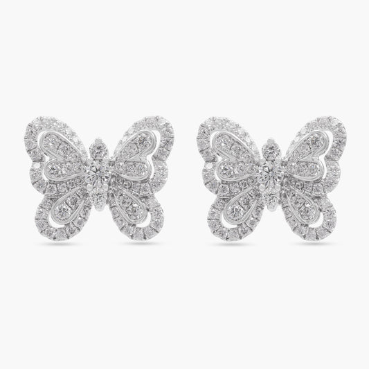 9ct White Gold Brilliant Cut Butterfly Stud Earrings