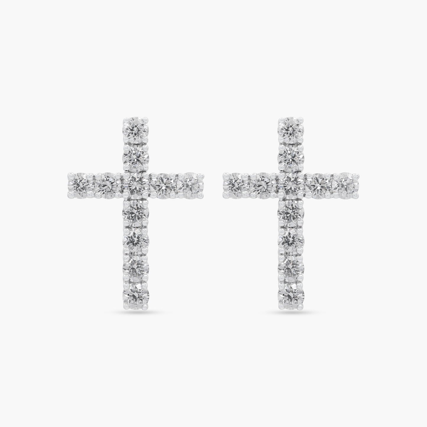 9ct White Gold Diamond Cross Earrings