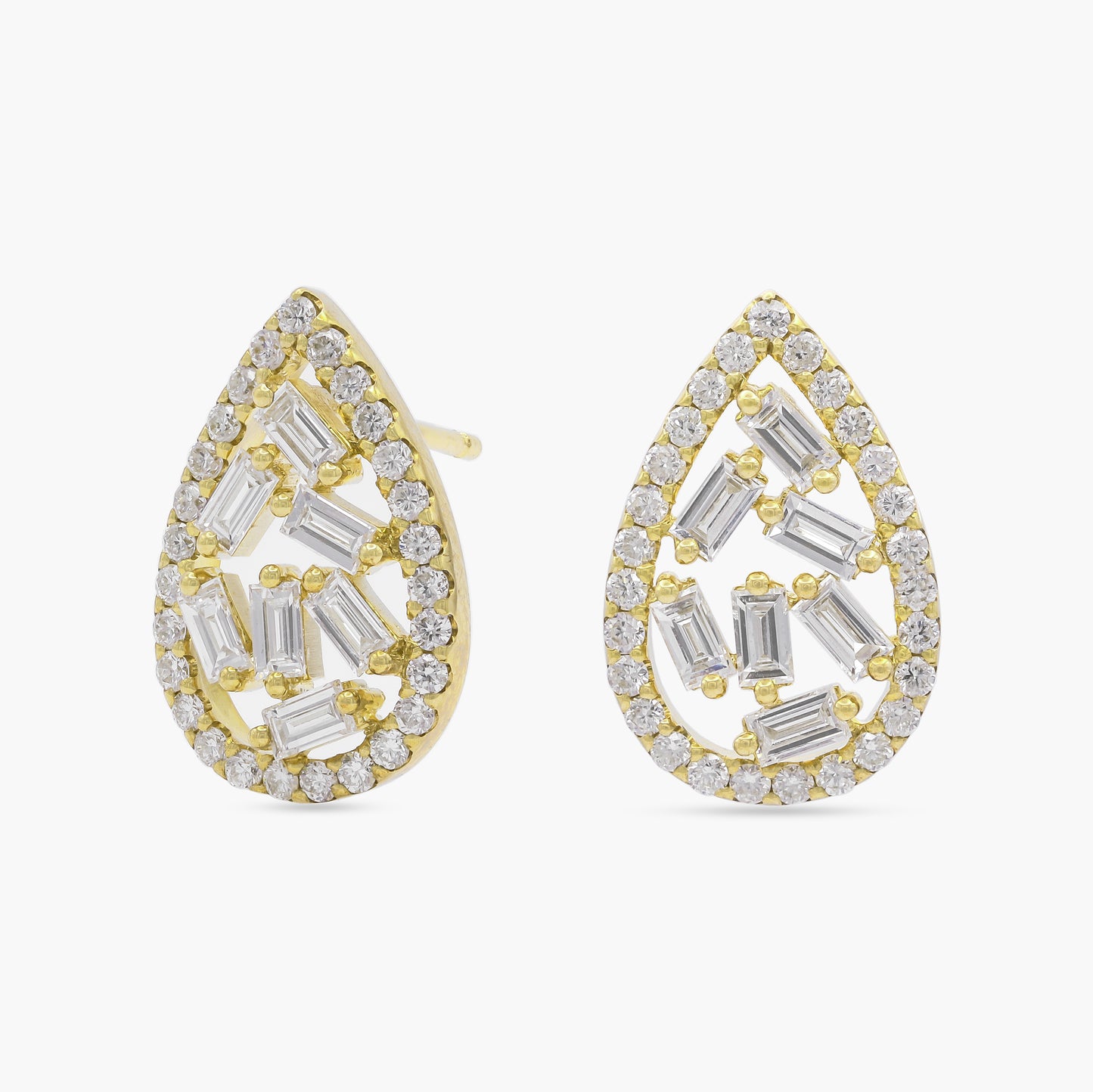 9ct Yellow Gold Pear Shaped Diamond Stud Earrings