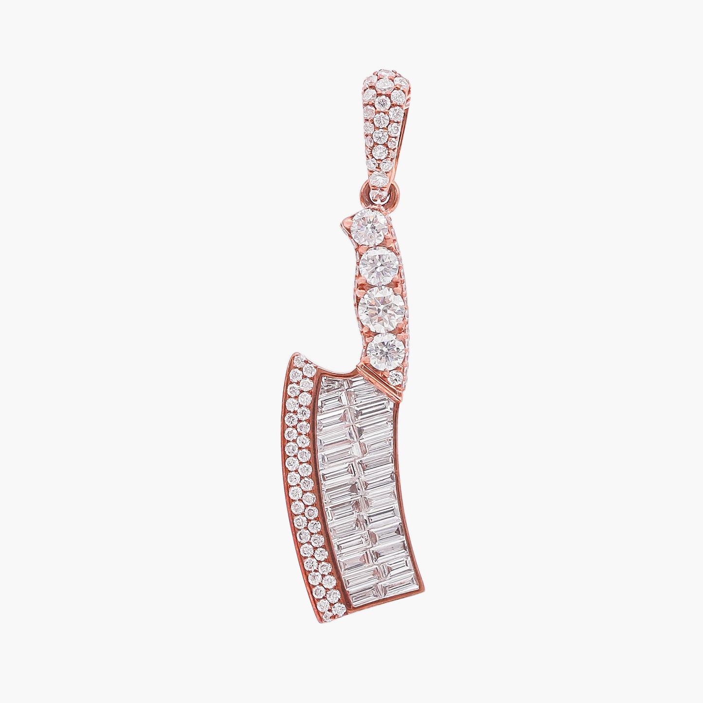 9ct Rose Gold 1.77ct Diamond Meat Cleaver Pendant