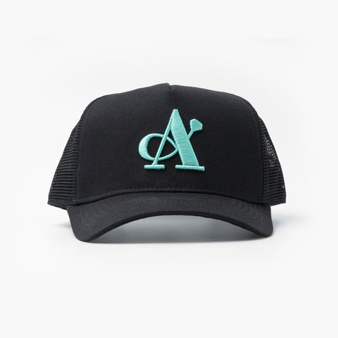 A Jewellers Azure Signature Trucker Cap Black/Turquoise