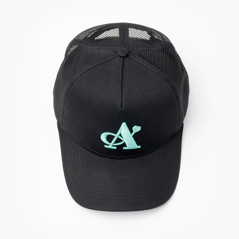 A Jewellers Azure Signature Trucker Cap Black/Turquoise