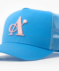 A Jewellers Indigo Signature Trucker Cap Bright Blue/Baby Pink