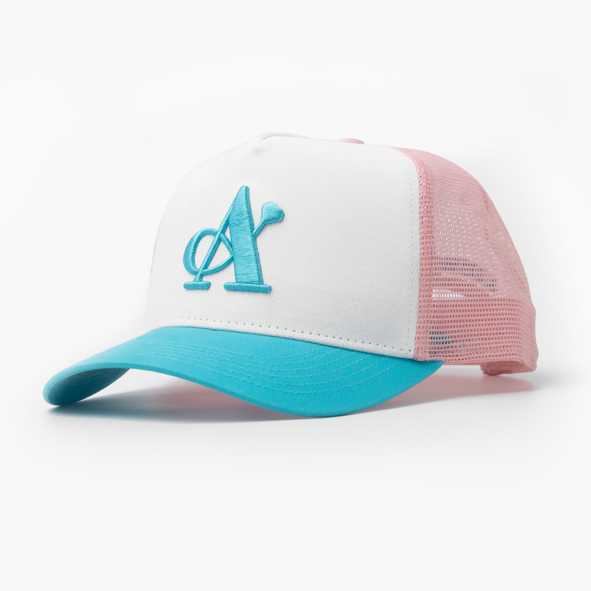 A Jewellers Sorbet Signature Trucker Cap White/Baby Pink/Blue