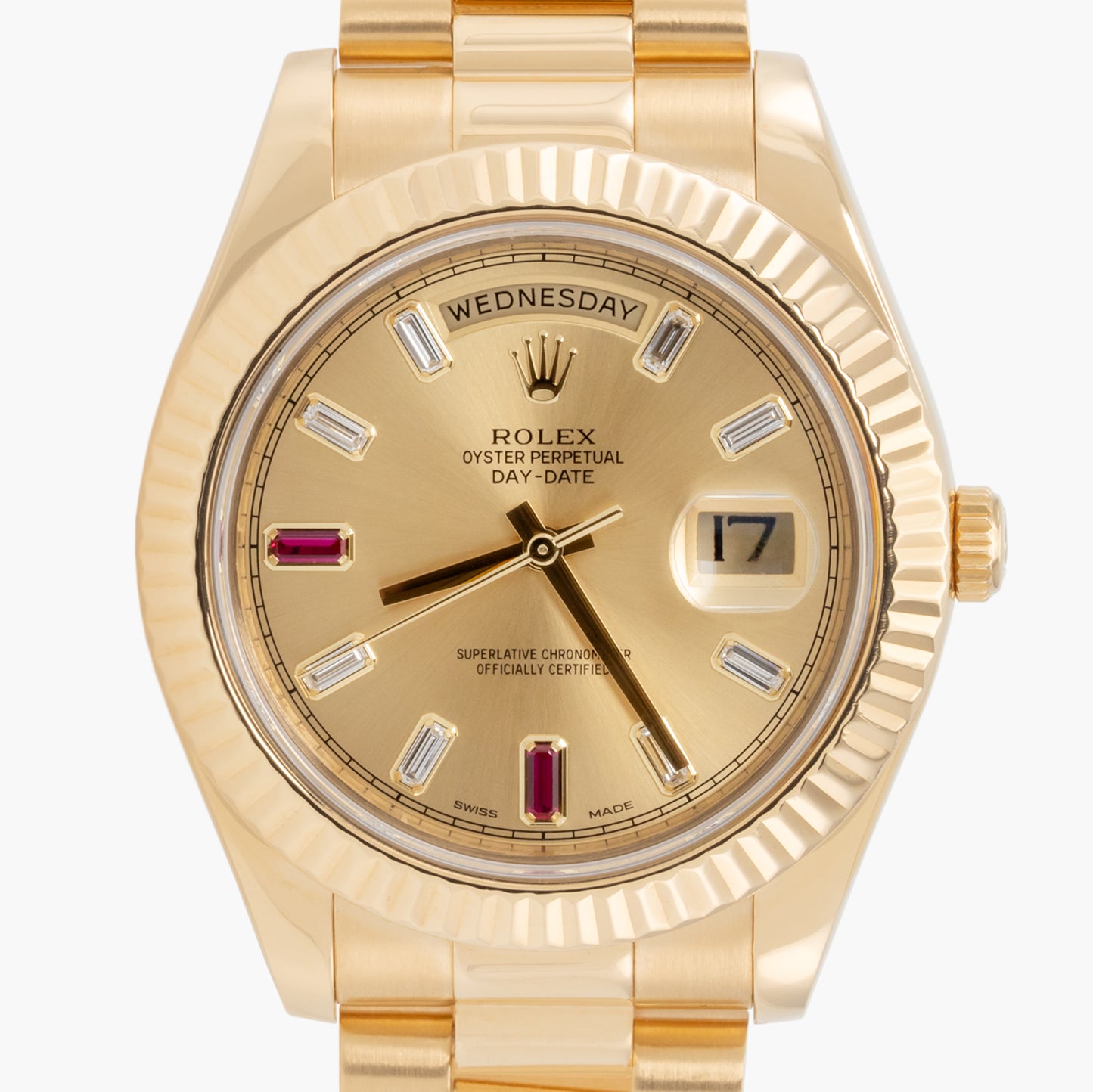 Rolex Day-Date 218238 41mm 2014 Factory Ruby Diamond Dial