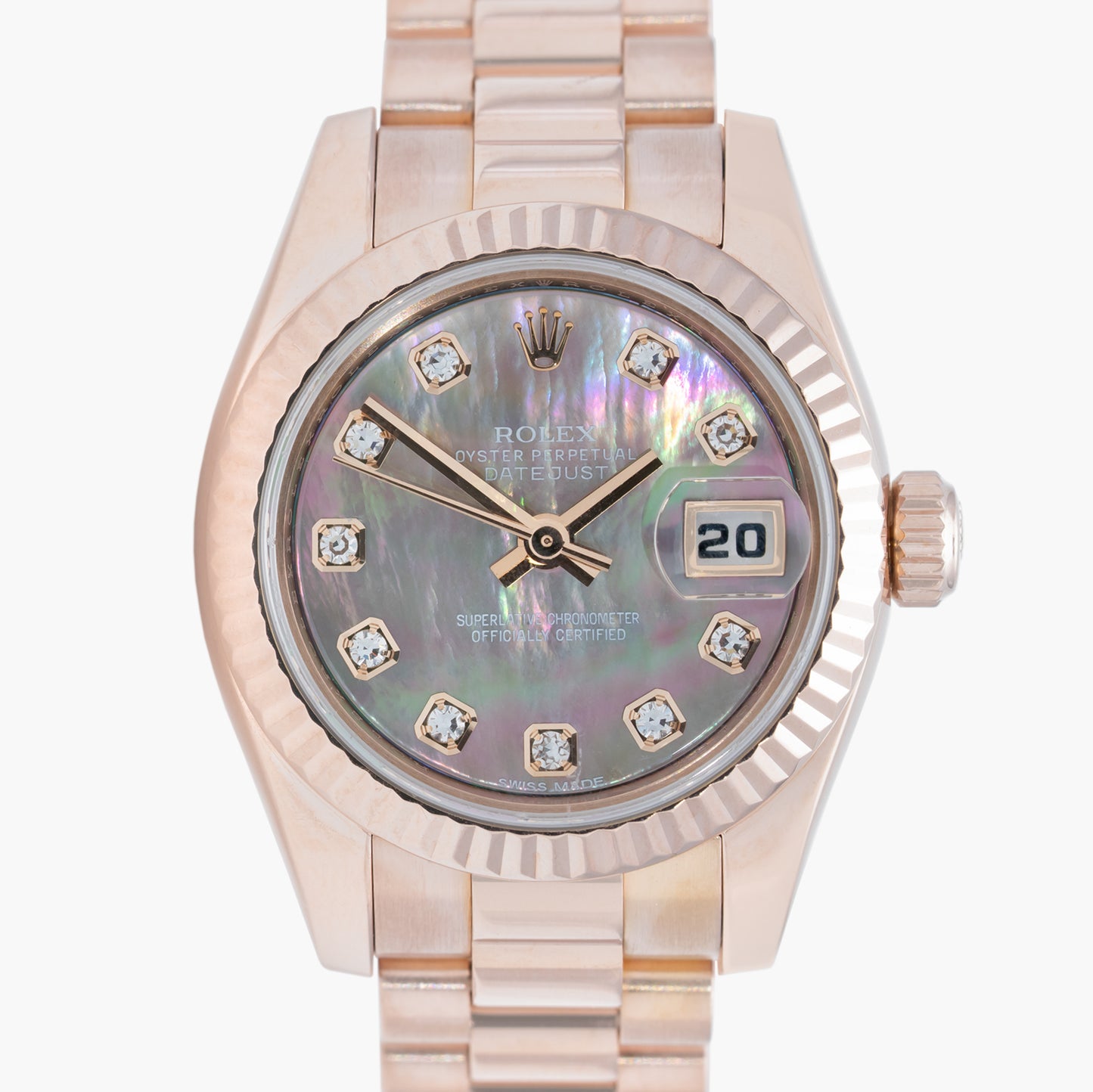 Rolex Lady Datejust 179175F 26mm 2013 Factory Tahitian Mother Of Pearl Diamond Dial