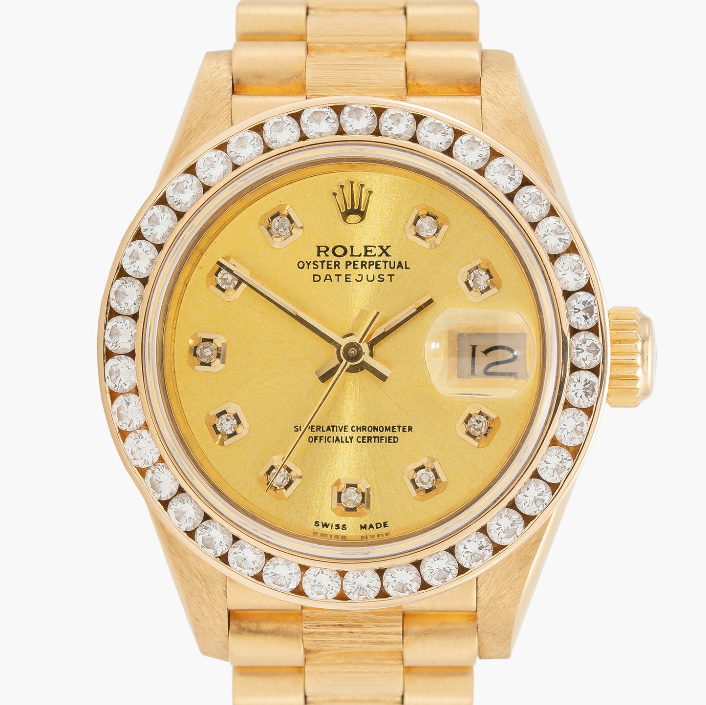 Rolex Lady Datejust 69278 26mm 1990 Custom Champagne Diamond Dial