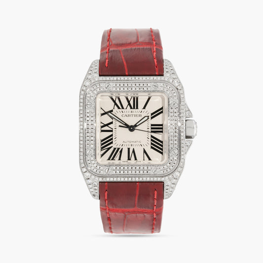 Cartier Santos 2878 33mm Approx. 2010 White Roman Dial