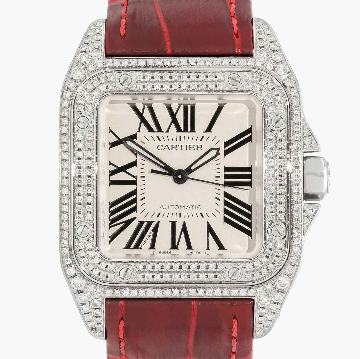 Cartier Santos 2878 33mm Approx. 2010 White Roman Dial