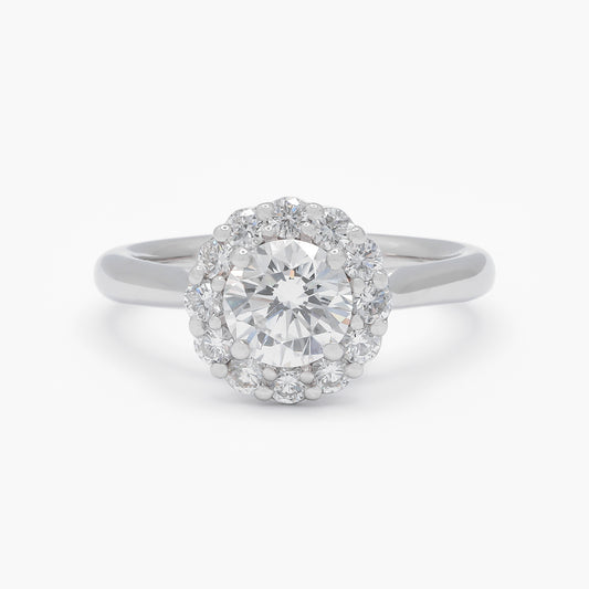 Platinum 1.06ct Brilliant Cut Diamond Halo Engagement Ring