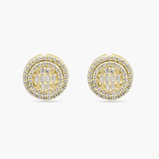 Yellow Gold 0.46ct Diamond Cluster Stud Earrings