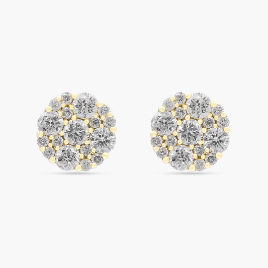 14ct Yellow Gold Circle 1.62ct Diamond Stud Earrings