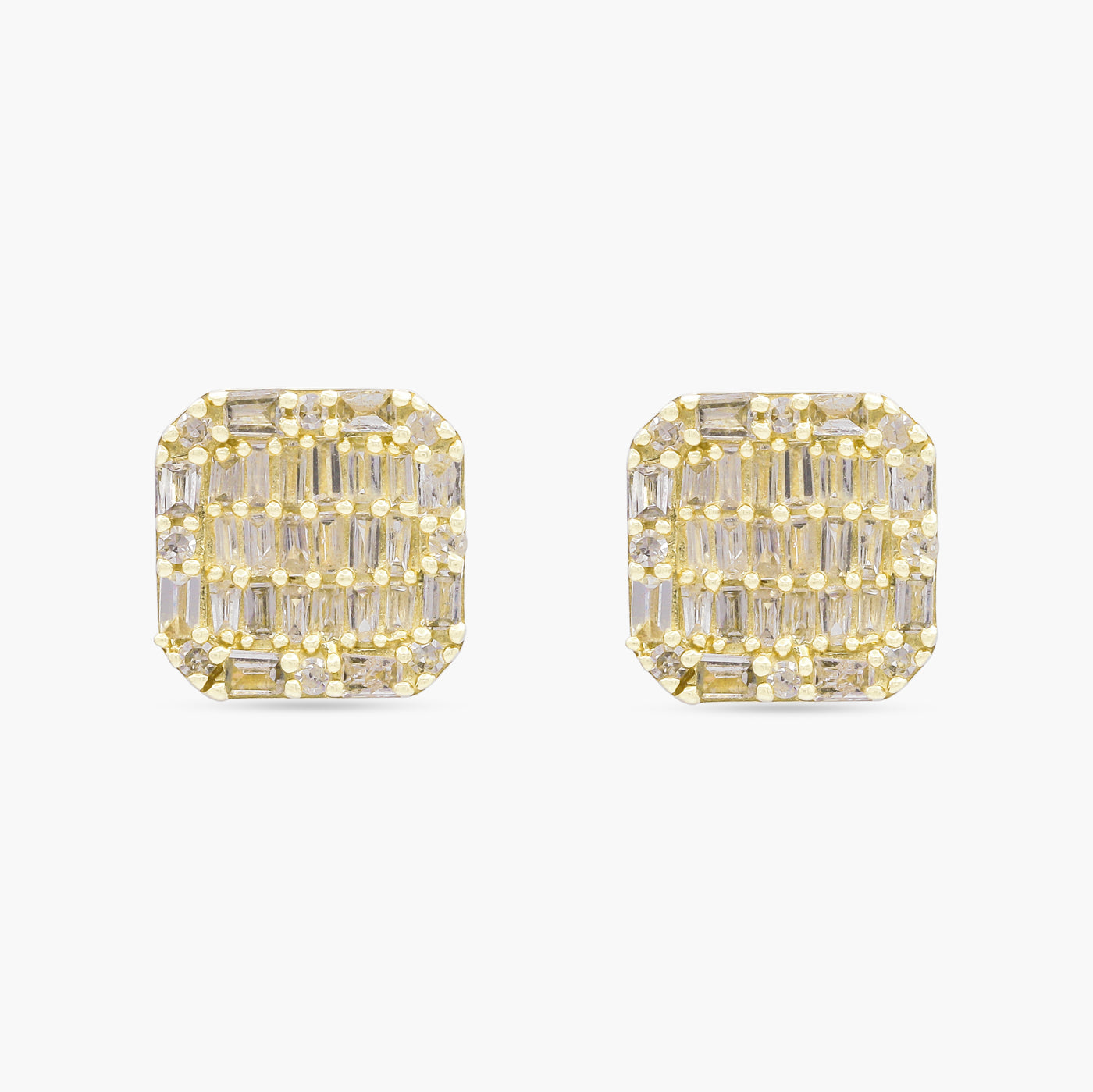14ct Yellow Gold Octagonal 1.09ct Diamond Stud Earrings