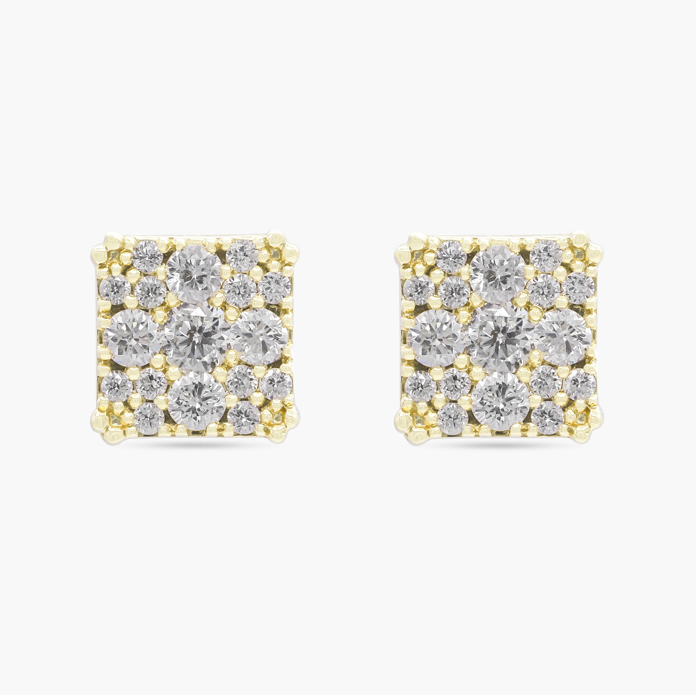 14ct Yellow Gold Square 0.63ct Diamond Stud Earrings