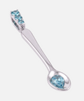 Blue Topaz spoon pendant in 9ct white gold, angled view