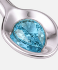 Pear cut blue topaz bezel set into the bowl of the spoon