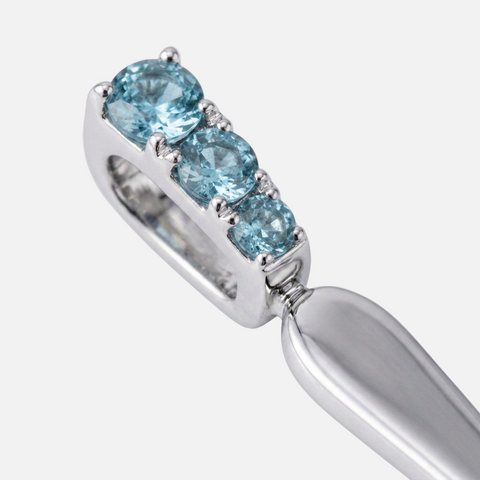 Three round blue topaz stones claw set into the bail