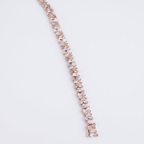 Diamond butterfly bracelet in 9ct rose gold, angled full view