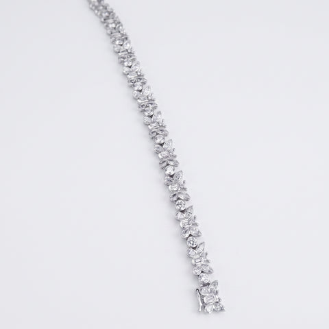 Diamond butterfly bracelet in 9ct white gold, angled full view