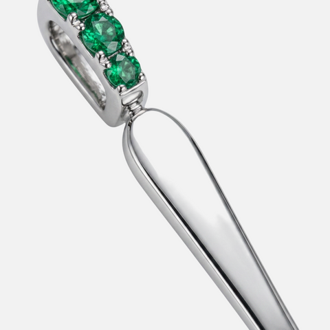 Bail and handle detail on the emerald spoon pendant