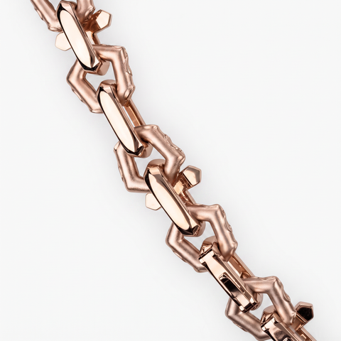 Polished reverse of the rose gold diamond cross link chain