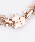 Clasp reverse with engraved A Jewellers logo on the rose gold cross chain