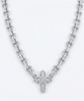 Diamond cross chain necklace in 9ct white gold, front view