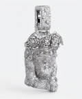 Diamond Jesus piece pendant in 9ct white gold, angled view