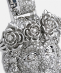 Rose crown side detail in brushed 9ct white gold on the diamond Jesus piece pendant