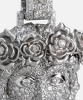 Rose crown front detail, each rose centred with a round diamond