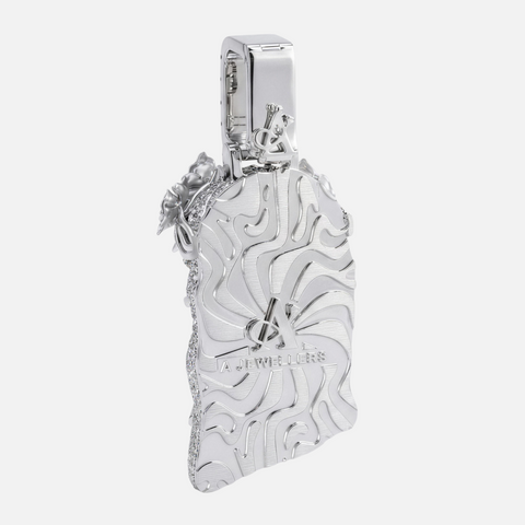 Reverse of the diamond Jesus piece pendant with engraving