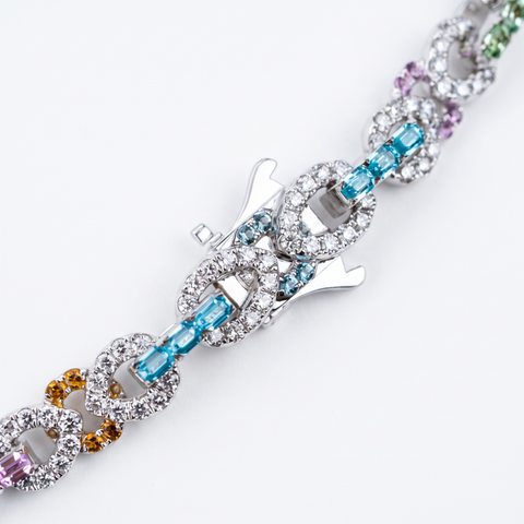 Clasp and gemstone detail on the rainbow butterfly necklace