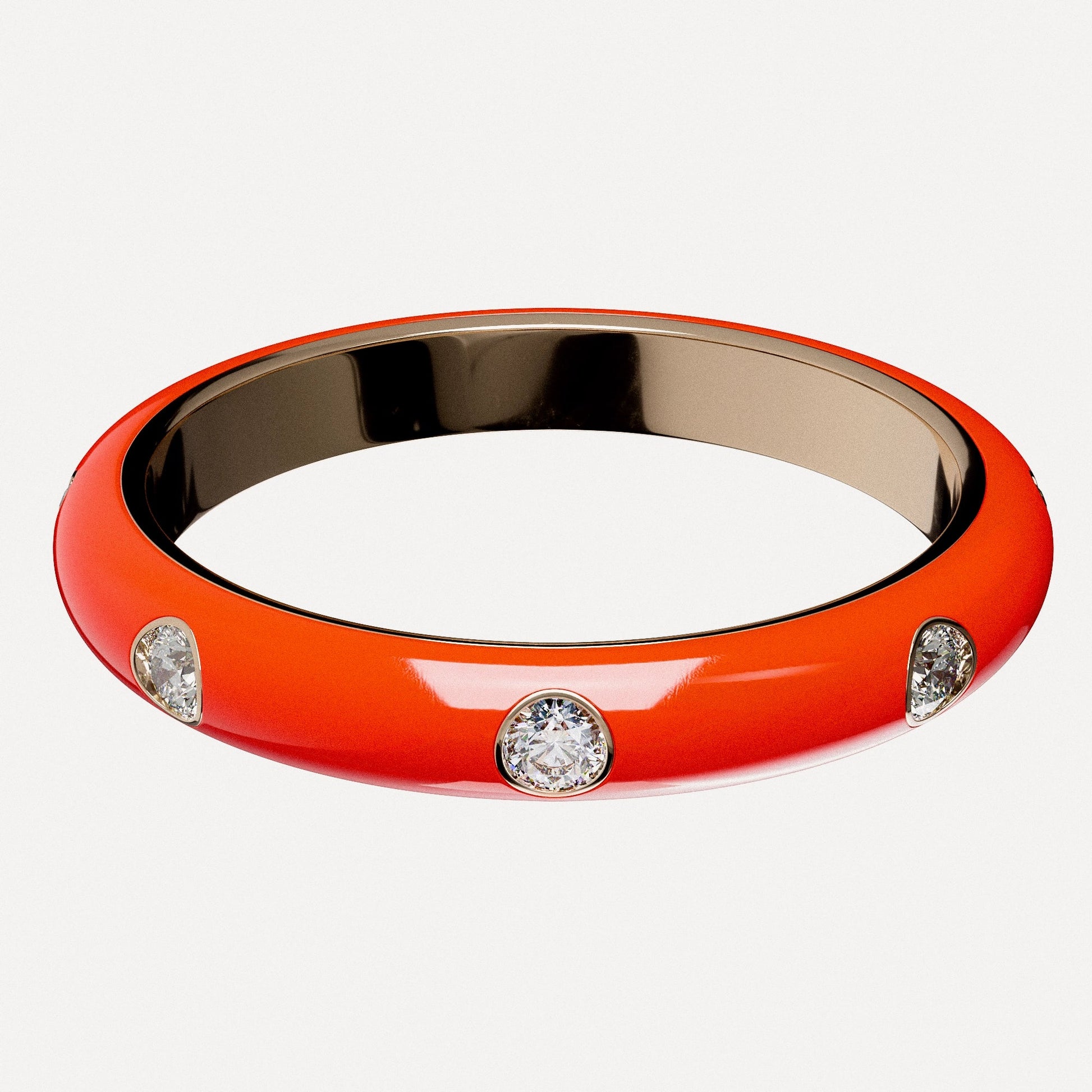 9ct Rose Gold Diamond Enamel Ring A Jewellers